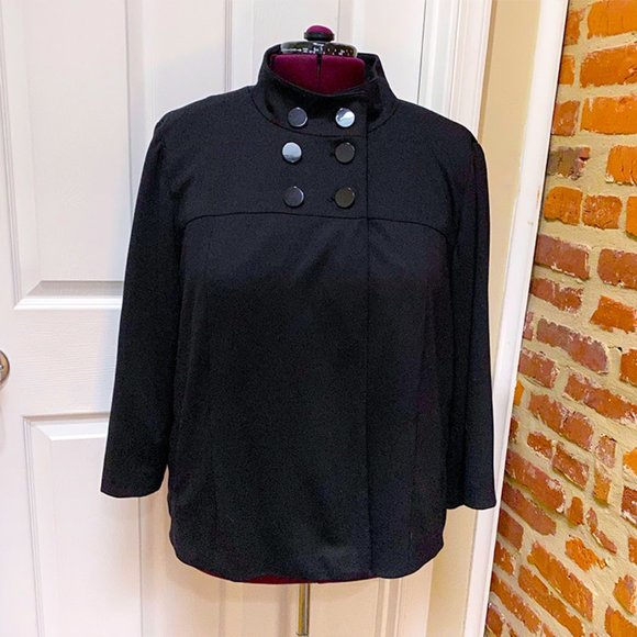 Sandro Woman Black Standing Collar Swing Jacket - Picture 1 of 5